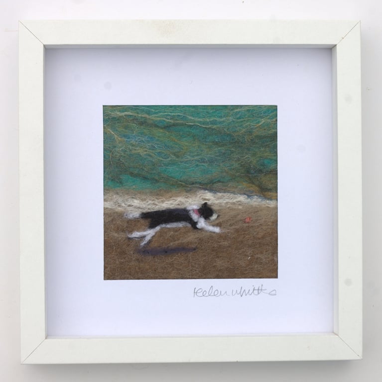 Beach Collie- original felted art