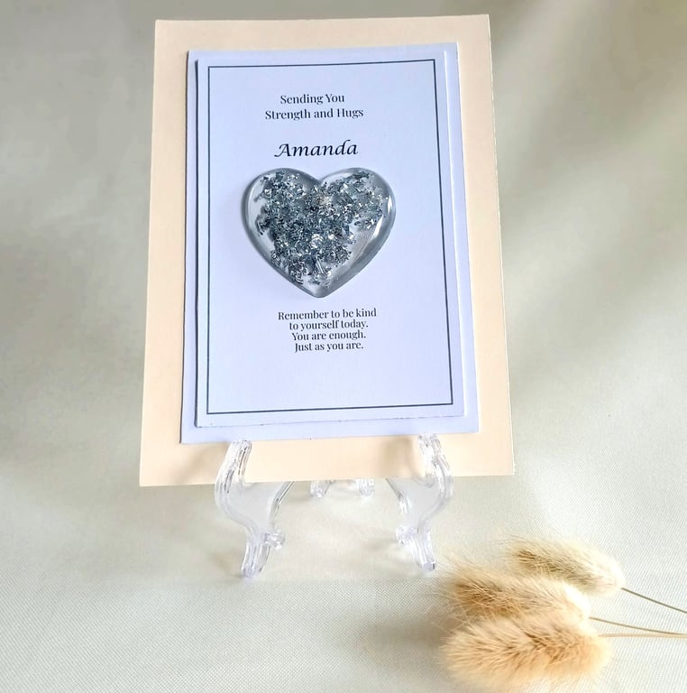 Personalised Pocket Heart - Sending You Strength & Hugs Gift - Resin Heart