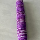 Handmade Hand Knitted Catnip Cat Kitten Kicker Toy Purple Stripes