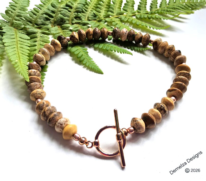 Picture Jasper Men's Copper Bracelet 