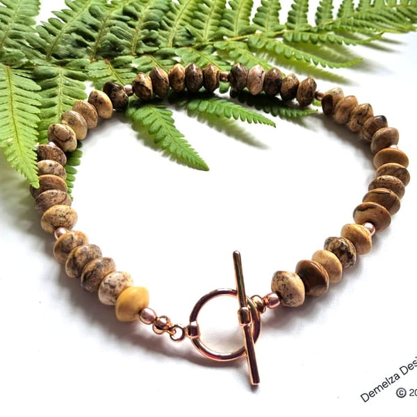 Picture Jasper Men's Copper Bracelet 