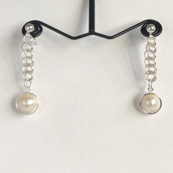Freshwater Cultured Pearl Chainmaille Earrings