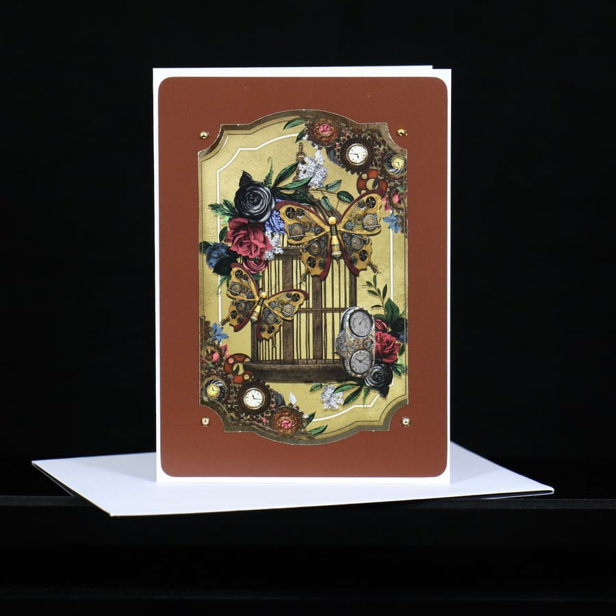 Butterflies Steam Punk greeting card