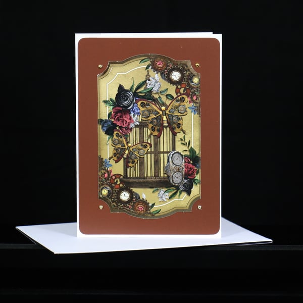 Butterflies Steam Punk greeting card