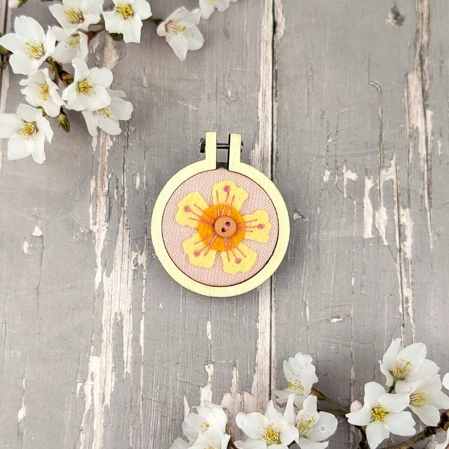 A Hand Embroidered Blossom Brooch