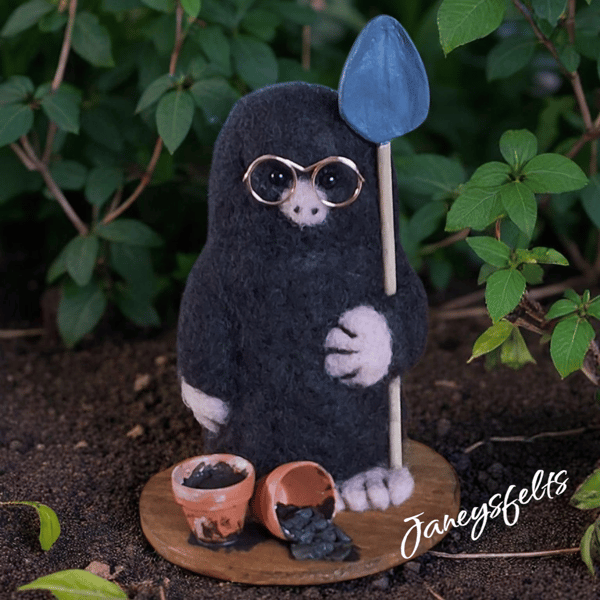 Needle felted mole