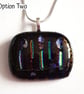 Black Dichroic Fused Glass Pendant - Rainbow Iridescent Necklace - Image 3