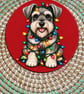 Christmas Schnauzer Coaster – Festive Dog Christmas Lights – Cute Schnauzer Gift