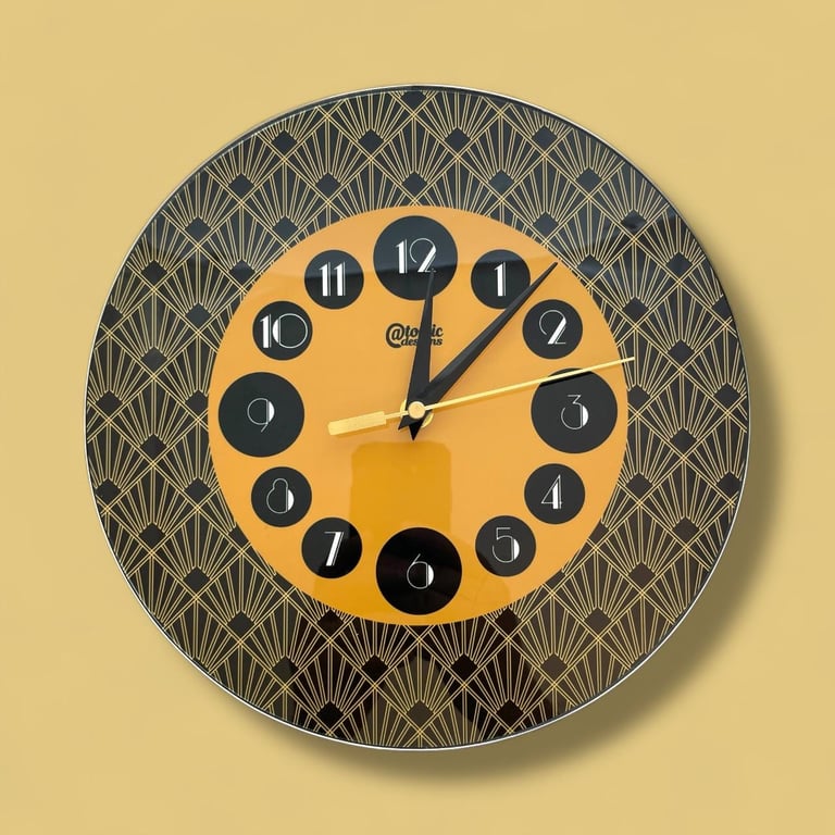 The Regent Art Deco Wall Clock – 27cm Round Aluminium Clock, Vintage-Inspired