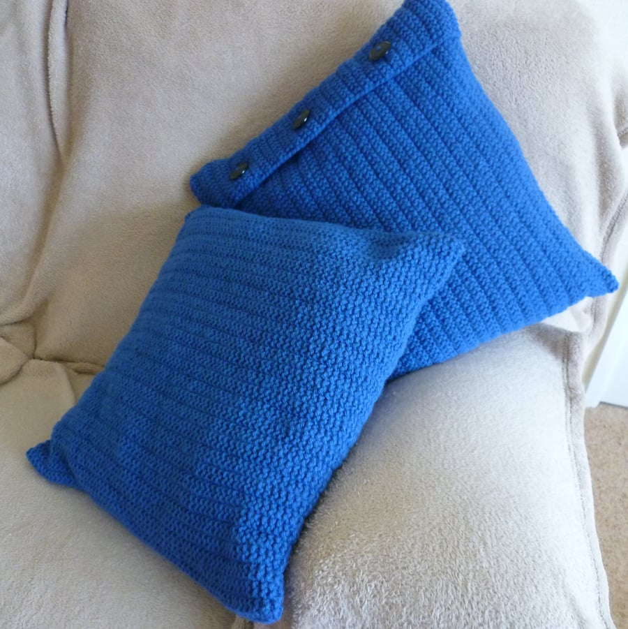 Handmade & Hand Knitted Moss Stitch Cushion Covers plus Matching Throws