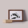 Original Badger linocut print (unframed)