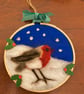 Needle felted robin in the snow home decoration  - Image 1