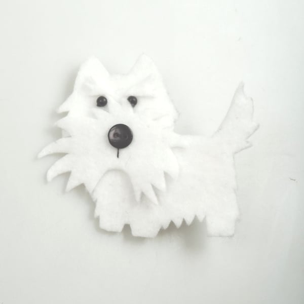 Felt Westie, Handmade West Highland White Dog Brooch, Gift, Dog Lover
