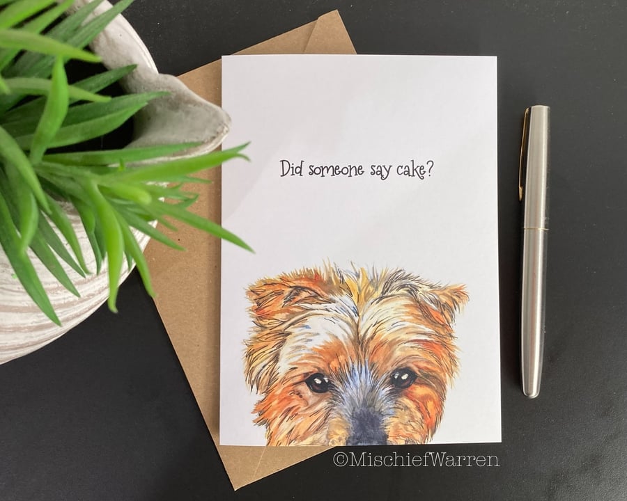 Yorkshire Terrier Dog Card. Blank or personalised for any occasion.