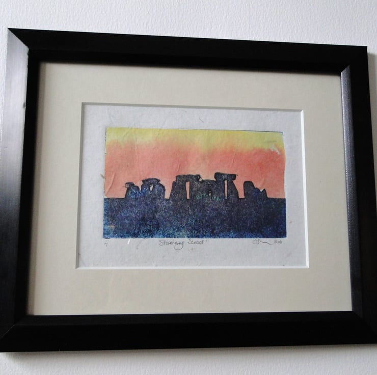 Stonehenge Sunset One-Off Collagraph Print Wit... - Folksy