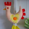 Shabby Chic/Kitsch/Prim Hanging Chicken Spotty orange