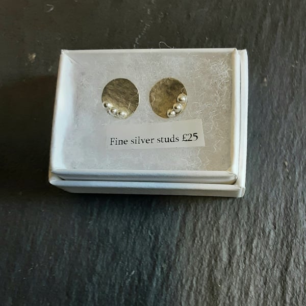 SMALL FINE SILVER STUDS WITH BOBBLES - 10MM