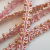 Pink and gold beaded gimp braid trim 10mm width