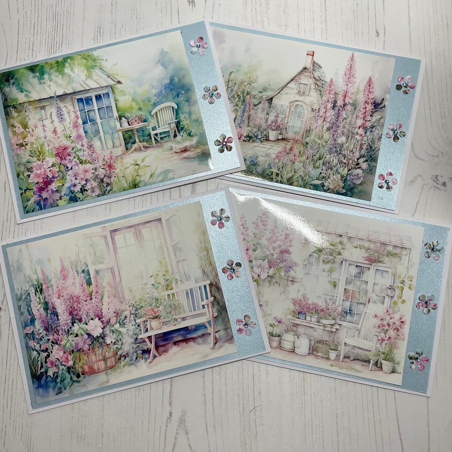 Greeting Cards, Enchanted Garden - Blank, Set of 4. by Carolee Crafts - C142