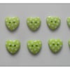 30 x 2-Hole Resin Buttons - Polka Dot - Heart - 15mm - Green