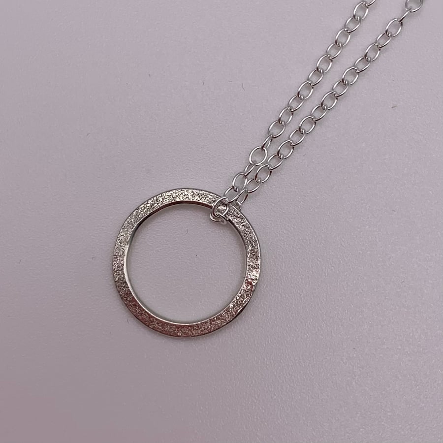 Circle Silver Small Pendant and Chain