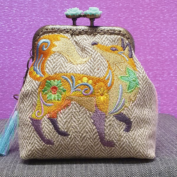 Flower power fox design purse