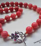 Designer Peach Quartz & Quartzite Statement Silver Plated Necklace. ONE OFF - Image 2