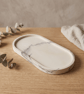 Large White and Grey Marbled Oval Decorative Tray for Jewellery and Diffusers