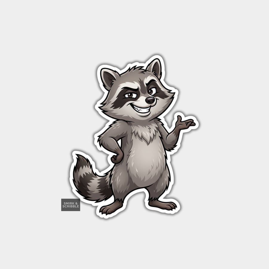 Funny Vinyl Die Cut Sticker For Adults - Cheeky Raccoon