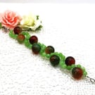 Chunky Banded Agate and Peridot Bracelet. 
