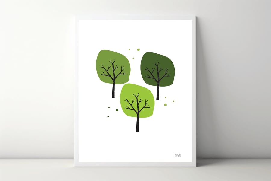 Tree Trio A4 Art Print
