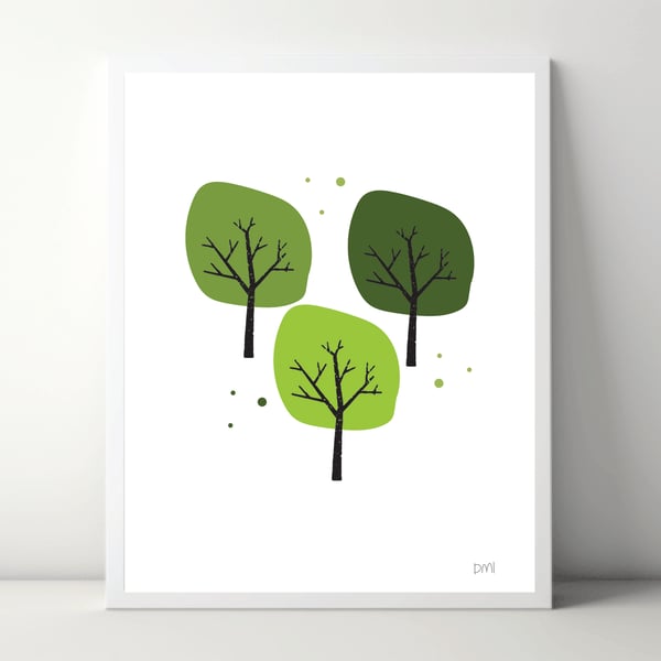 Tree Trio A4 Art Print