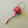 Red and white hanging toadstool decoration, Halloween decoration.