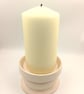 Pottery white Pillar or church candle holder, 3 to 4 inch church candle holder