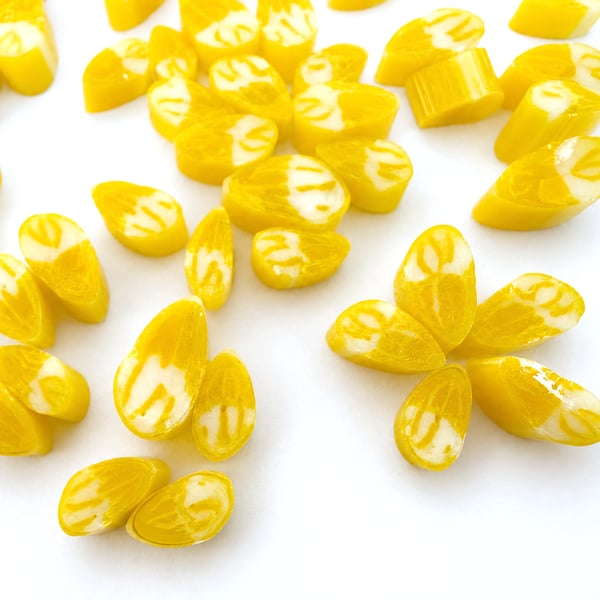 50g Yellow streaky petal murrini made with Bullseye 90coe glass