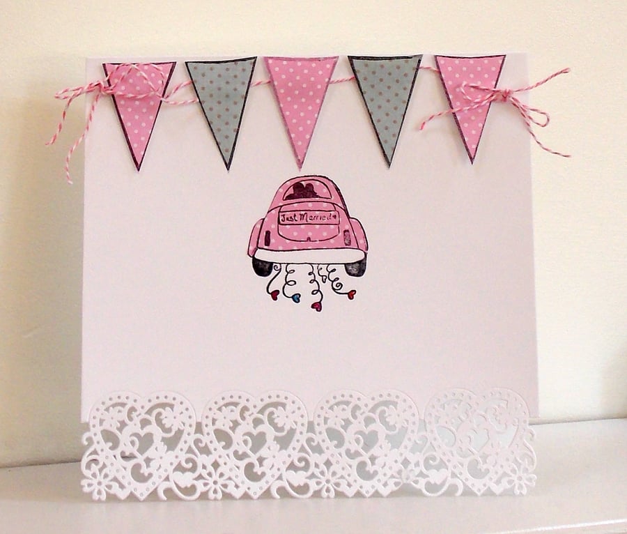 Just Married Card with bunting