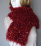 Lovely Thick Scarf In Red Sparkly Yarn With Ribbons Of Deep Pink (R875) - Image 2