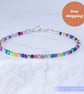 Sterling silver and Rainbow Agate handmade beaded bracelet - Image 1