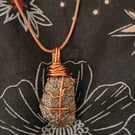 Raw pyrite freeform wire wrapped pendant - handmade copper branch necklace