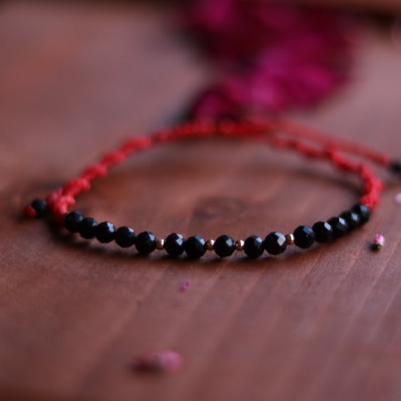   Red Protection Bracelet with Black Tourmaline – Handmade by TinkArt