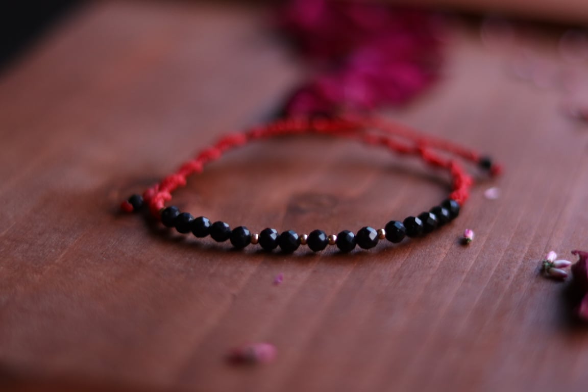   Red Protection Bracelet with Black Tourmaline – Handmade by TinkArt