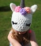 Unicorn novelty winter crochet hat, toddler, child, adult size - Image 3