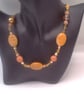 Honey Jade Bead and Gold Crystal Necklace and Earrings Set, Gift for Her - Image 5