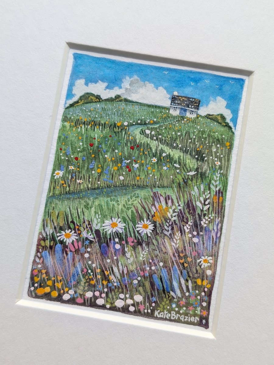 Into the Daisies - Original miniature. A5 Mounted