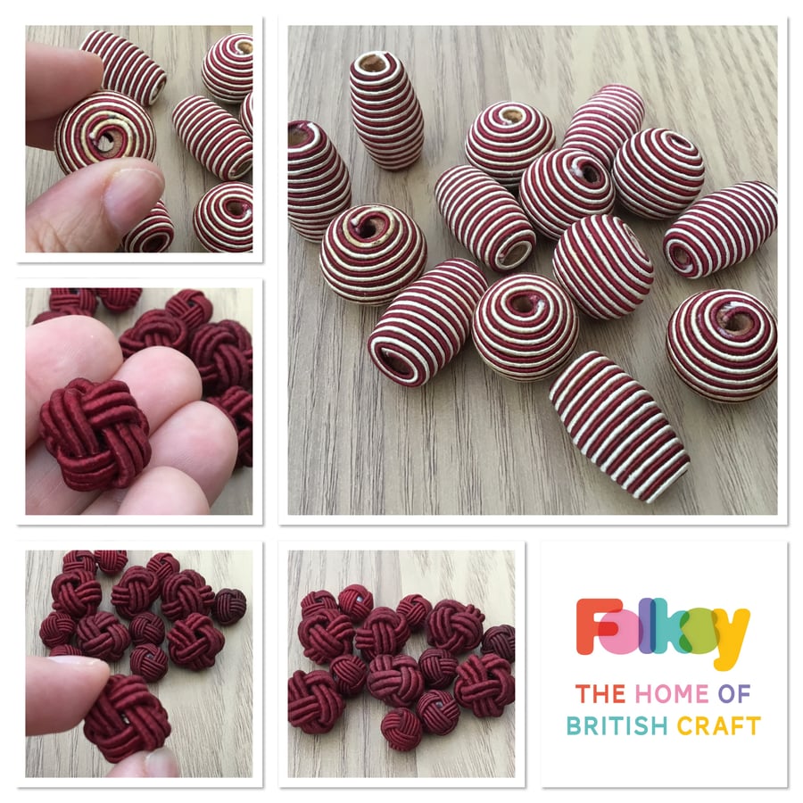 Corded Knot Beads & tapered Barrel & Round Beads for Crafting, Jewellery Making!
