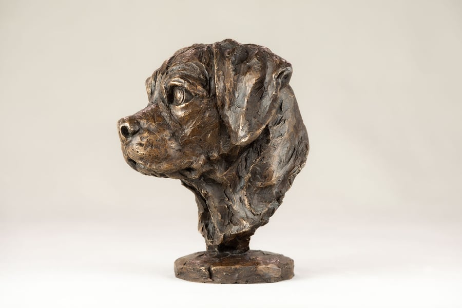 Puggle Portrait Statue Large Bronze Resin Sculpture 