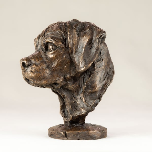 Puggle Portrait Statue Large Bronze Resin Sculpture 