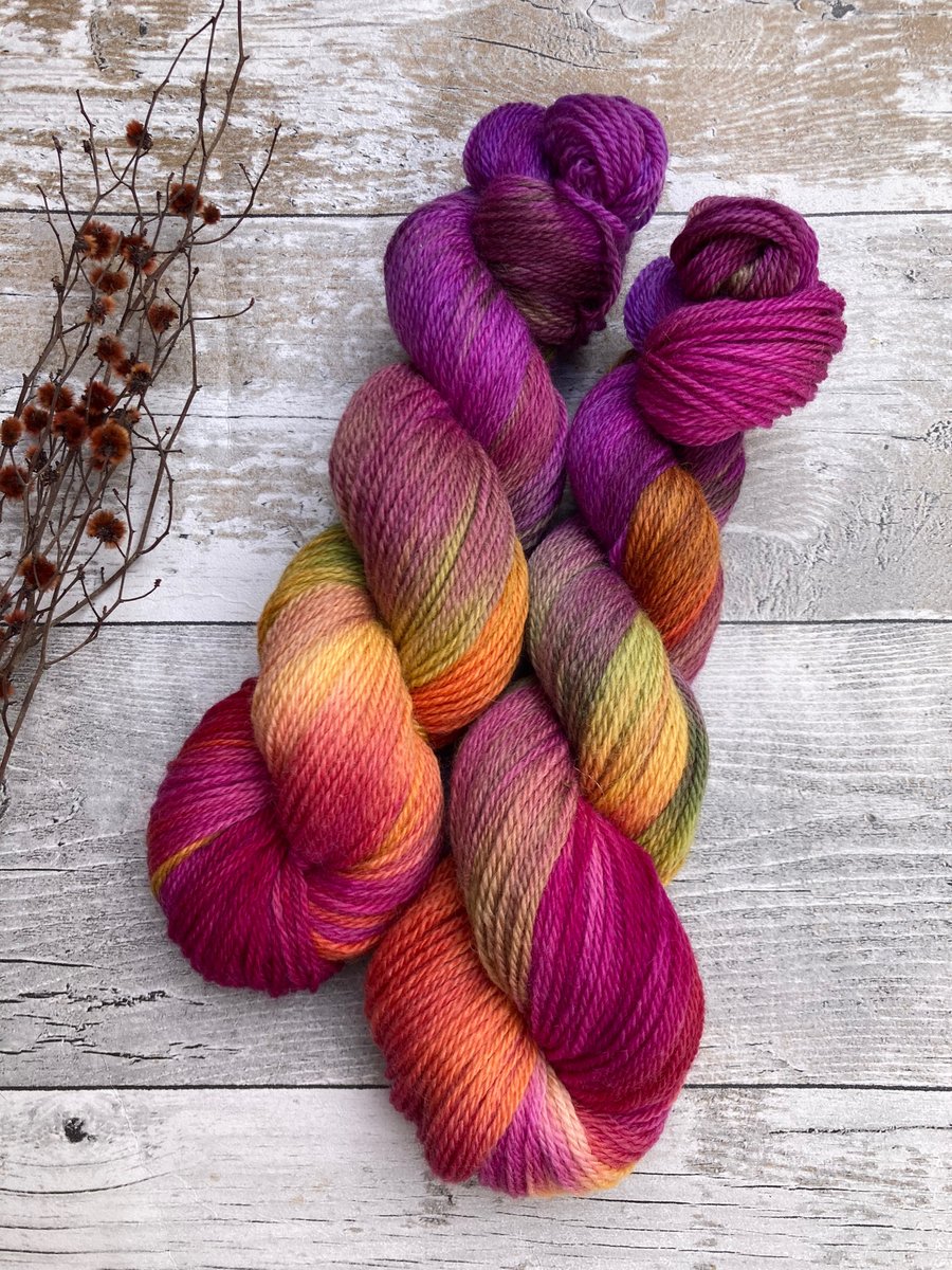 Hand dyed knitting yarn DK 100g Kent Romney Pepper Spice