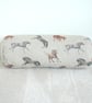 Horses Bolster Cushion COVER 16" Cylinder Brown Grey Horse Equestrian