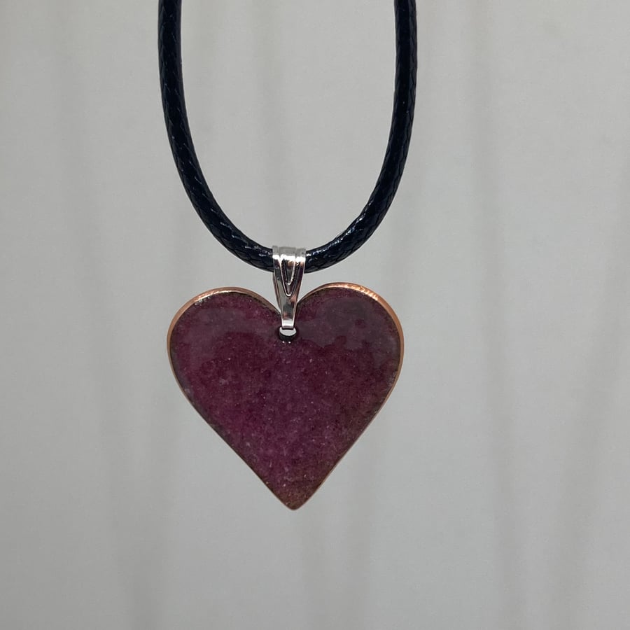 Purple enamel heart shaped pendant